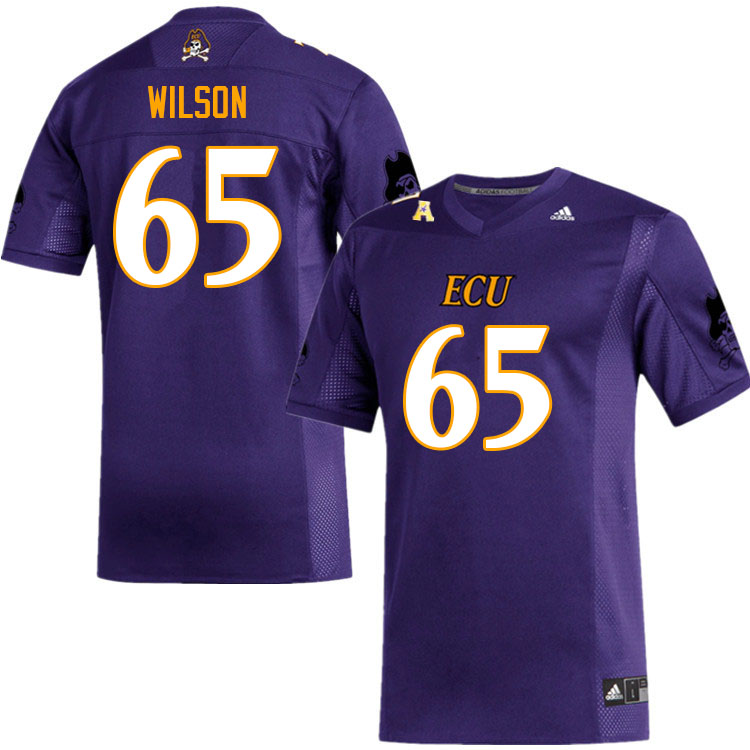 Men #65 Zion Wilson ECU Pirates College Football Jerseys Sale-Purple